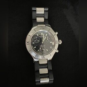 Stuhrling Original Men's Silver Dial Black Rubber Chronograph Strap Watch